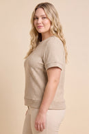 Brushed Soft Knit Banded T Shirt