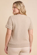 Brushed Soft Knit Banded T Shirt