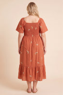 Floral Embroidered Ribbon Front Dress