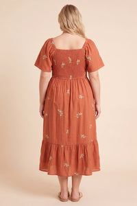 Floral Embroidered Ribbon Front Dress