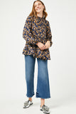 Ruffle Tiered Smock Neck Paisley Print Top