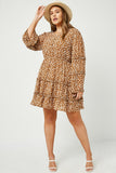 Ruffled Detail Floral Trumpet Sleeve Dress