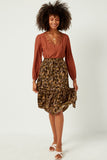 HY5122 OLIVE Womens Floral Print Ruffle Tiered Skirt Full Body