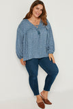 Ruffled Seam Detail Tasseled Long Sleeve Top