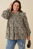 Pleat Detail Ruffle Shoulder Botanical Top