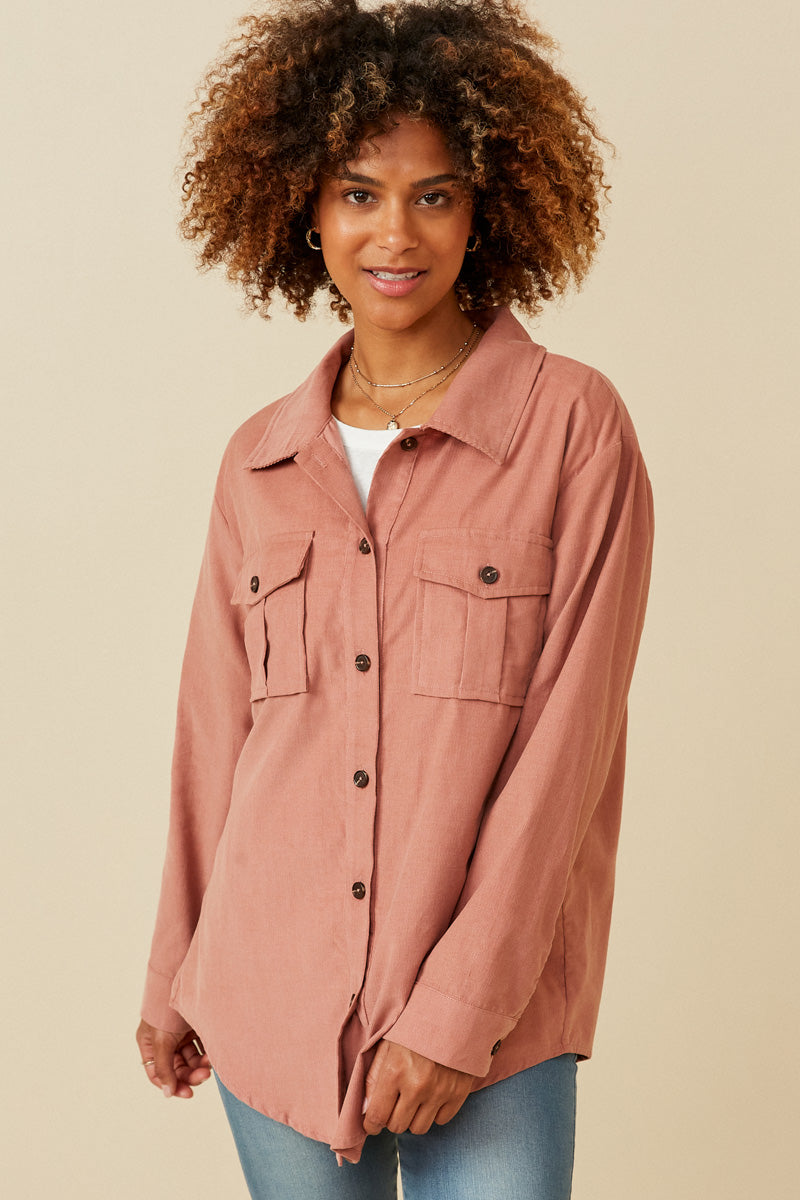 Corduroy Patch Pocket Button Up Shirt