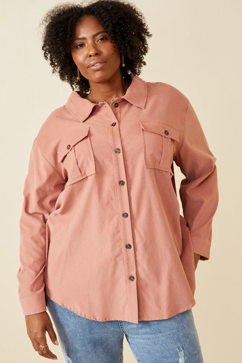 Corduroy Patch Pocket Button Up Shirt