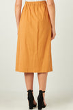 HY5456 GREEN Womens Corduroy Patch Pocket Button Detail Skirt Back