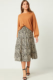 HY5549 BROWN Womens Solid Waffle Knit Textured Slouchy Top Full Body