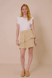 HY5664W Yellow Plus Floral Printed Asymmetric Ruffle Skirt Gif