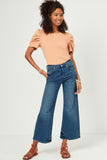 HY5675W Mauve Plus Ribbed Pleated Shoulder Puff Sleeve Top Full Body