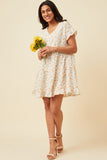 V-Neck Ruffle Short Sleeve Tiered Floral Dress