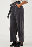HY5972 Charcoal Womens Garment Dyed Tencel Wide Leg Pant Gif