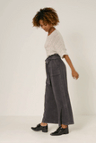 HY5972 Charcoal Womens Garment Dyed Tencel Wide Leg Pant Front