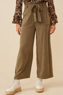 HY5972W Olive Plus Garment Dyed Tencel Wide Leg Pant Back