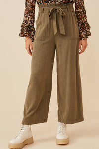 HY5972W Olive Plus Garment Dyed Tencel Wide Leg Pant Back