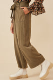 HY5972W Olive Plus Garment Dyed Tencel Wide Leg Pant Full Body