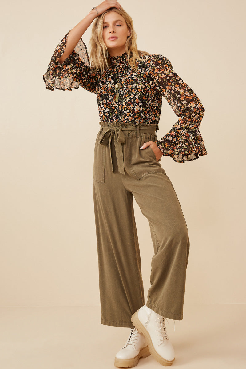 boho dress pants Flowing Linen Wide-Leg Pants Barrel Cut