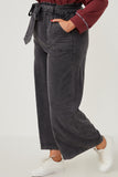 HY5972 Olive Womens Garment Dyed Tencel Wide Leg Pant Side