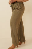 HY5972 Charcoal Womens Garment Dyed Tencel Wide Leg Pant Alternate Angle