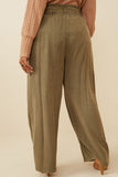 HY5972W Olive Plus Garment Dyed Tencel Wide Leg Pant Side