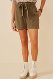 HY5973 Charcoal Womens Garment Dyed Tencel Paperbag Shorts Gif