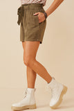 HY5973 Charcoal Womens Garment Dyed Tencel Paperbag Shorts Side
