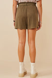 HY5973 Charcoal Womens Garment Dyed Tencel Paperbag Shorts Back