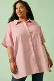 Contrast Stripe Pocket Oversized Short Sleeve Shirt