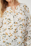 HY6121W Yellow Plus Floral Tasseled Gathered Dolman Top Gif