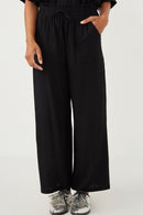 HY6124 Black Womens Wide Leg Paperbag Waist Pants Front