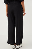 HY6124W Black Plus Wide Leg Paperbag Waist Pants Detail