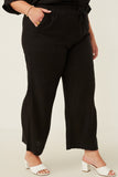 HY6124 Oatmeal Womens Wide Leg Paperbag Waist Pants Front