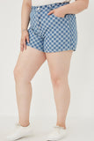 HY6140 Denim Womens Checker Denim Shorts Front