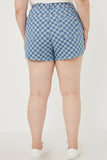 HY6140 Denim Womens Checker Denim Shorts Side