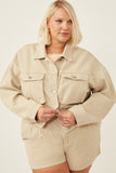 Washed Cargo Pocket Contrast Stitch Colored Denim Jacket