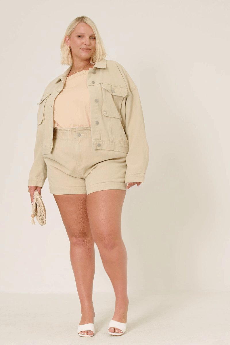 Washed Cargo Pocket Contrast Stitch Colored Denim Jacket