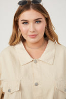 HY6148 Cream Womens Distressed Detail Button Up Shacket Detail