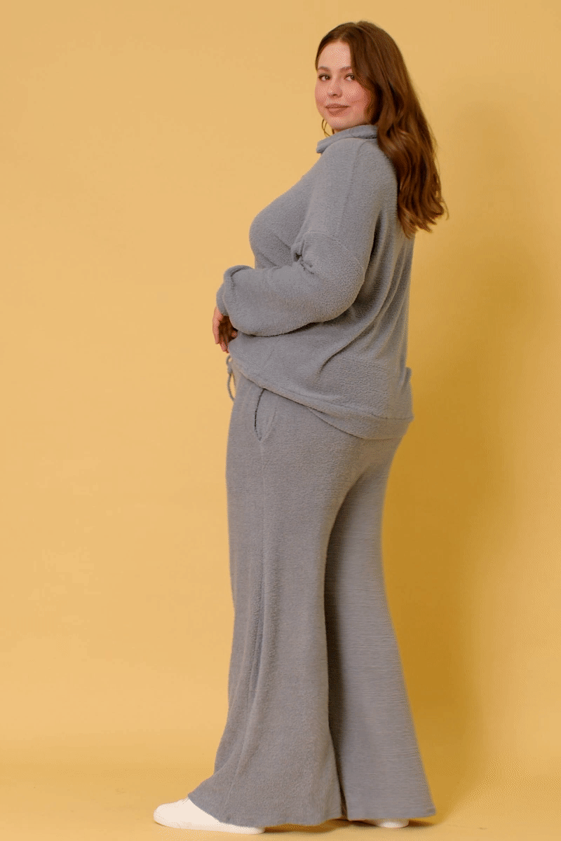 Open Collar Long Sleeve Fleece Top