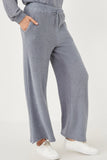 HY6157 Mauve Womens Elastic Waist Drawstring Wideleg Fleece Pants Side