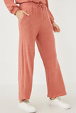 Elastic Waist Drawstring Wideleg Fleece Pants