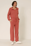 Elastic Waist Drawstring Wideleg Fleece Pants