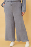 Elastic Waist Drawstring Wideleg Fleece Pants