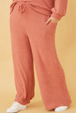 Elastic Waist Drawstring Wideleg Fleece Pants