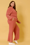 Elastic Waist Drawstring Wideleg Fleece Pants