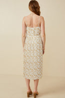 HY6169W TAUPE Plus Floral Print Pleated Skirt Tank Dress Front