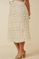 HY6169 Taupe Womens Floral Print Pleated Skirt Tank Dress Detail