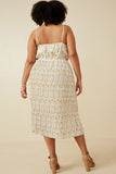 HY6169 Taupe Womens Floral Print Pleated Skirt Tank Dress Side