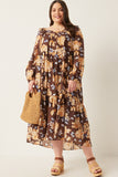 Romantic Floral Square Neck Long Sleeve Dress