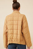 HY6261W TAUPE Plus Quilted Zip Up Padded Jacket Side